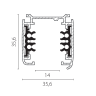 Трек шестиконтактный 3-фазный LIGHTSTAR 504025-DALI QUATTRO/DALI со стыковочными пазами 2м, БЕЛЫЙ